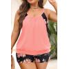 imageHolipick Plus Size Tankini Swimsuit for Women Two Piece Tummy Control Bathing Suit Blouson Tankini Top with ShortsOrange Floral