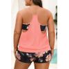 imageHolipick Plus Size Tankini Swimsuit for Women Two Piece Tummy Control Bathing Suit Blouson Tankini Top with ShortsOrange Floral