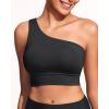 imageHolipick Women One Shoulder Bikini Tops Only Bathing Suit Top Sports Bra Swim Tops Longline Crop Top for Teen GirlsBlack