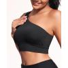 imageHolipick Women One Shoulder Bikini Tops Only Bathing Suit Top Sports Bra Swim Tops Longline Crop Top for Teen GirlsBlack