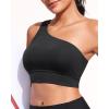 imageHolipick Women One Shoulder Bikini Tops Only Bathing Suit Top Sports Bra Swim Tops Longline Crop Top for Teen GirlsBlack