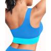 imageHolipick Women One Shoulder Bikini Tops Only Bathing Suit Top Sports Bra Swim Tops Longline Crop Top for Teen GirlsBlue Green