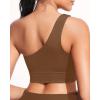imageHolipick Women One Shoulder Bikini Tops Only Bathing Suit Top Sports Bra Swim Tops Longline Crop Top for Teen GirlsBrown