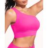 imageHolipick Women One Shoulder Bikini Tops Only Bathing Suit Top Sports Bra Swim Tops Longline Crop Top for Teen GirlsHot Pink