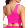 imageHolipick Women One Shoulder Bikini Tops Only Bathing Suit Top Sports Bra Swim Tops Longline Crop Top for Teen GirlsHot Pink