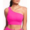 imageHolipick Women One Shoulder Bikini Tops Only Bathing Suit Top Sports Bra Swim Tops Longline Crop Top for Teen GirlsHot Pink