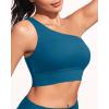 imageHolipick Women One Shoulder Bikini Tops Only Bathing Suit Top Sports Bra Swim Tops Longline Crop Top for Teen GirlsTeal