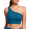 imageHolipick Women One Shoulder Bikini Tops Only Bathing Suit Top Sports Bra Swim Tops Longline Crop Top for Teen GirlsTeal