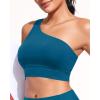 imageHolipick Women One Shoulder Bikini Tops Only Bathing Suit Top Sports Bra Swim Tops Longline Crop Top for Teen GirlsTeal