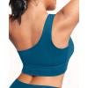 imageHolipick Women One Shoulder Bikini Tops Only Bathing Suit Top Sports Bra Swim Tops Longline Crop Top for Teen GirlsTeal