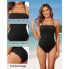 imageHolipick Women Tummy Control One Piece Swimsuits Strapless Bandeau Bathing Suits Slimming Halter SwimwearBlack