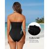 imageHolipick Women Tummy Control One Piece Swimsuits Strapless Bandeau Bathing Suits Slimming Halter SwimwearBlack