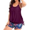 imageHolipick Purple Leaves Women Plus Size Tankini Swimsuit Two Piece Bathing Suits Tummy Control Blouson Top with Boy Shorts 18W