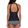 imageHolipick Two Piece Tankini Swimsuits for Women Tummy Control Bathing Suits High Neck Tankini Tops with Bikini BottomBlack