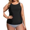 imageHolipick Two Piece Tankini Swimsuits for Women Tummy Control Bathing Suits High Neck Tankini Tops with Bikini BottomBlack