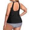 imageHolipick Two Piece Tankini Swimsuits for Women Tummy Control Bathing Suits High Neck Tankini Tops with Bikini BottomBlack