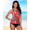 imageHolipick Two Piece Tankini Swimsuits for Women Tummy Control Bathing Suits High Neck Tankini Tops with Bikini BottomRed