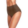 imageHolipick Women High Waisted Bikini Bottom Full Coverage Bathing Suits Bottoms Mid Waist Tummy Control Swim BottomDark Brown