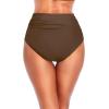 imageHolipick Women High Waisted Bikini Bottom Full Coverage Bathing Suits Bottoms Mid Waist Tummy Control Swim BottomDark Brown