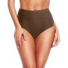 imageHolipick Women High Waisted Bikini Bottom Full Coverage Bathing Suits Bottoms Mid Waist Tummy Control Swim BottomDark Brown