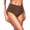 imageHolipick Women High Waisted Bikini Bottom Full Coverage Bathing Suits Bottoms Mid Waist Tummy Control Swim BottomDark Brown