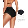 imageHolipick Women High Waisted Bikini Bottom Full Coverage Bathing Suits Bottoms Mid Waist Tummy Control Swim BottomSolid Black