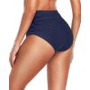 imageHolipick Women High Waisted Bikini Bottom Full Coverage Bathing Suits Bottoms Mid Waist Tummy Control Swim BottomSolid Navy Blue