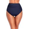 imageHolipick Women High Waisted Bikini Bottom Full Coverage Bathing Suits Bottoms Mid Waist Tummy Control Swim BottomSolid Navy Blue