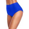 imageHolipick Women High Waisted Bikini Bottom Full Coverage Bathing Suits Bottoms Mid Waist Tummy Control Swim BottomSolid Royal Blue