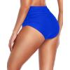 imageHolipick Women High Waisted Bikini Bottom Full Coverage Bathing Suits Bottoms Mid Waist Tummy Control Swim BottomSolid Royal Blue