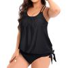 imageHolipick Plus Size Tankini Tops for Women Blouson Tummy Control Swim top Loose Fit Bathing Suit Top No BottomBlack