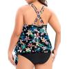 imageHolipick Plus Size Tankini Tops for Women Blouson Tummy Control Swim top Loose Fit Bathing Suit Top No BottomBlack Floral