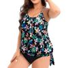 imageHolipick Plus Size Tankini Tops for Women Blouson Tummy Control Swim top Loose Fit Bathing Suit Top No BottomBlack Floral