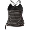 imageHolipick Plus Size Tankini Tops for Women Blouson Tummy Control Swim top Loose Fit Bathing Suit Top No BottomBlack Striped