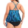 imageHolipick Plus Size Tankini Tops for Women Blouson Tummy Control Swim top Loose Fit Bathing Suit Top No BottomBlue Ripples