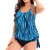 imageHolipick Plus Size Tankini Tops for Women Blouson Tummy Control Swim top Loose Fit Bathing Suit Top No BottomBlue Ripples