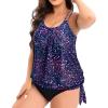 imageHolipick Plus Size Tankini Tops for Women Blouson Tummy Control Swim top Loose Fit Bathing Suit Top No BottomStarry Sky