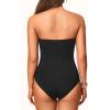 imageHolipick Women Strapless One Piece Swimsuit Tummy Control Bandeau Bathing Suit Mesh Cutout SwimwearBlack With Mesh