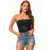 imageHolipick Women Strapless One Piece Swimsuit Tummy Control Bandeau Bathing Suit Mesh Cutout SwimwearBlack With Mesh