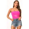 imageHolipick Women Strapless One Piece Swimsuit Tummy Control Bandeau Bathing Suit Mesh Cutout SwimwearHot Pink With Mesh