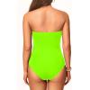 imageHolipick Women Strapless One Piece Swimsuit Tummy Control Bandeau Bathing Suit Mesh Cutout SwimwearNeon Green