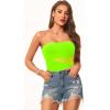 imageHolipick Women Strapless One Piece Swimsuit Tummy Control Bandeau Bathing Suit Mesh Cutout SwimwearNeon Green