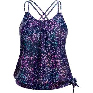 imageHolipick Plus Size Tankini Tops for Women Blouson Tummy Control Swim top Loose Fit Bathing Suit Top No BottomStarry Sky