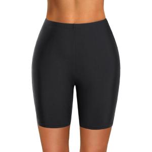 imageHolipick 7quot Swim Shorts for Women  High Waisted Bathing Suit Shorts Tummy Control Swimsuit Boyshorts Bottom with LinerBlack