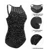 imageHolipick Women Tummy Control One Piece Swimsuit Modest Bathing Suit Full Coverage High Neck SwimwearBlack Dot