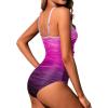imageHolipick Pink Gradient Women Tummy Control One Piece Swimsuit Modest Bathing Suit Full Coverage High Neck Swimwear XXL