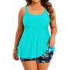 imageHolipick Blue Plus Size 2 Piece Swimsuit  Women Tankini Bathing Suits Flowy Swim Top with Boy ShortsAqua and Blue Floral