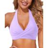 imageHolipick Women Halter Bikini Tops  Push Up Bathing Suit Top V Neck Full Coverage Swimsuit Top OnlyLavender