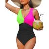 imageHolipick Women Tummy Control One Piece Swimsuit  Push Up Bathing Suit Full Coverage Slimming SwimwearGreen Pink Black
