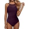 imageHolipick Women Tummy Control One Piece Swimsuit Modest Bathing Suit Full Coverage High Neck SwimwearDark Purple